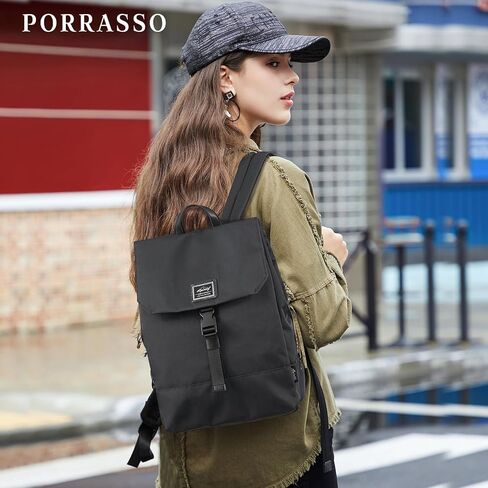 PORRASSO Women Laptop Backpack Daypack Rucksack for 15.6 Inch Laptop Waterproof Bookbag with Luggage Strap Storage Bag Travel Knapsack Beige B in Saudi Arabia