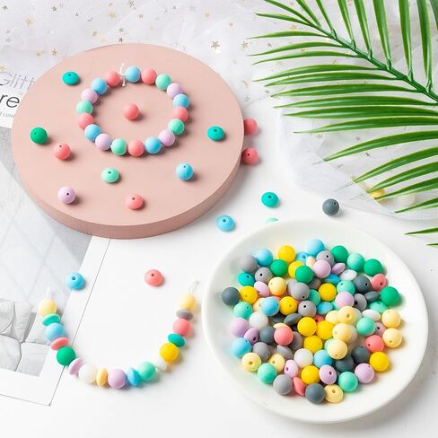 251pcs حبات السيليكون DIY مجموعة لصنع سوار القلادة سلسلة مفاتيح مزيج من السيليكون جولة حبة فضفاضة مع مجوهرات الحبل اليدوية مجموعة الملحقات للنساء سيدة in Kuwait