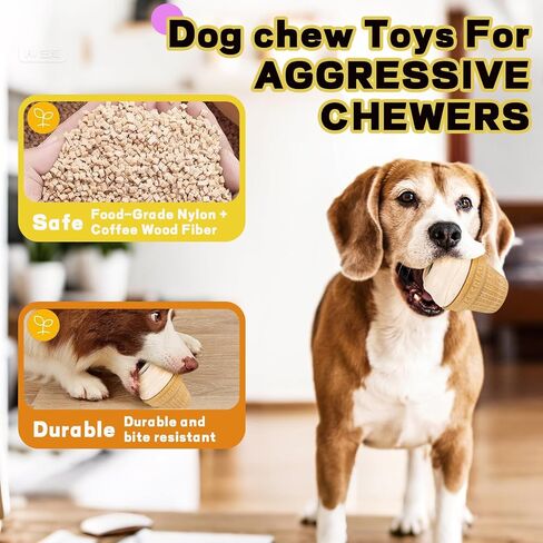 Interactive Dog Toy, Leak Proof Vortex Ice Cream Cone Chew Toy, Frozen Treat Dispensing Dog Toys, Dog Puzzle Toys, Indestructible Dog Toys for Small/Medium/Large Breeds, freezable Dog Toy in Saudi Arabia