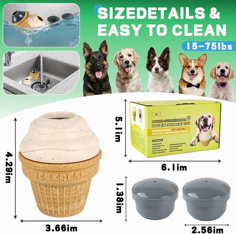 Interactive Dog Toy, Leak Proof Vortex Ice Cream Cone Chew Toy, Frozen Treat Dispensing Dog Toys, Dog Puzzle Toys, Indestructible Dog Toys for Small/Medium/Large Breeds, freezable Dog Toy in Saudi Arabia