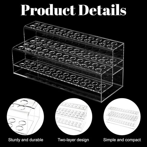 Acrylic Pen Holder, 48-Slots Pen Display Stand 2 Tier Pencil Display Desk Stand Clear Eyebrow Pen Stand Makeup Brush Rack Organizer for Home Office Desk School Supplies in Saudi Arabia