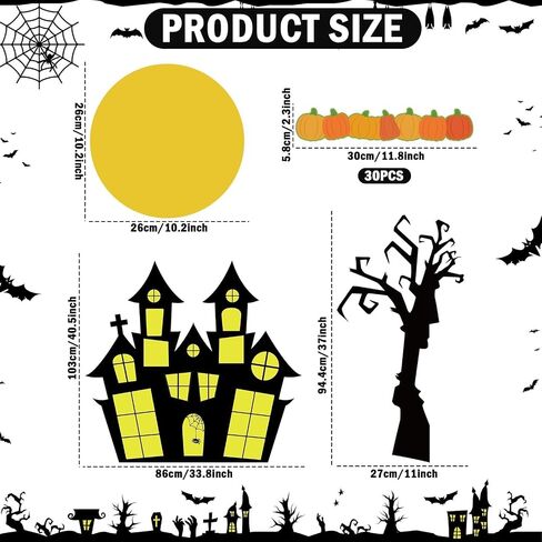 Halloween Classroom Bulletin Board Decoration Set Halloween DIY Photo Craft Castle Pumpkin Witch Bat Moon Paper Cutouts for School Offices Classroom Chalkboard Wall Holiday Decor Supplies in Saudi Arabia
