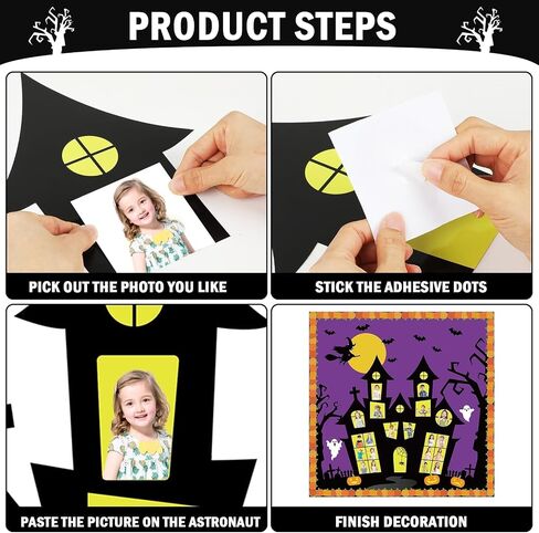 Halloween Classroom Bulletin Board Decoration Set Halloween DIY Photo Craft Castle Pumpkin Witch Bat Moon Paper Cutouts for School Offices Classroom Chalkboard Wall Holiday Decor Supplies in Saudi Arabia
