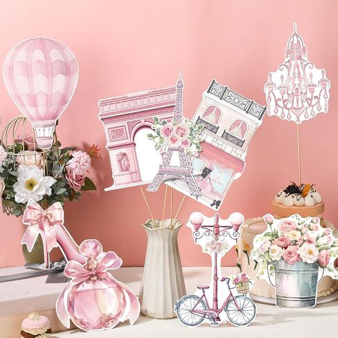 Pack 9 Pack Paris Party Centrepiece Set Pink Eiffel Tower Table Topper Excedpean in Saudi Arabia