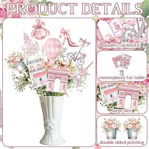 Pack 9 Pack Paris Party Centrepiece Set Pink Eiffel Tower Table Topper Excedpean in Saudi Arabia