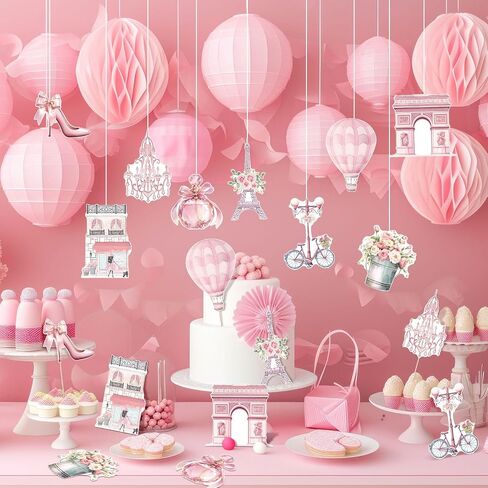 Pack 9 Pack Paris Party Centrepiece Set Pink Eiffel Tower Table Topper Excedpean in Saudi Arabia