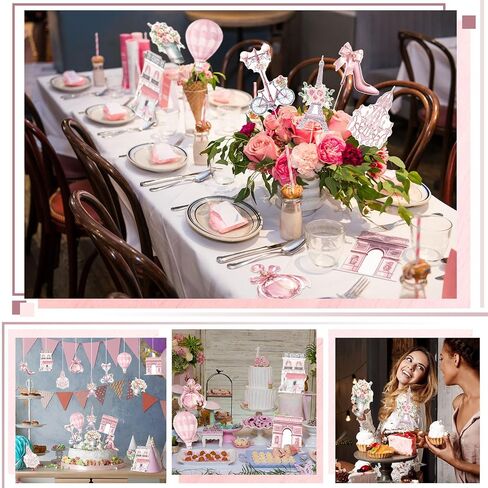 Pack 9 Pack Paris Party Centrepiece Set Pink Eiffel Tower Table Topper Excedpean in Saudi Arabia