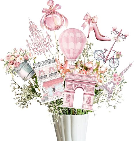 Pack 9 Pack Paris Party Centrepiece Set Pink Eiffel Tower Table Topper Excedpean in Saudi Arabia