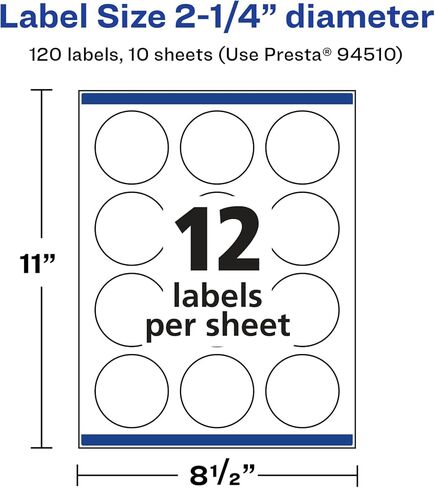 Avery Glossy White Round Labels ، Sure Feed Technology ، 2.25 "قطره ، 300 ملصق أبيض لامع ، طباعة إلى الحافة ، لاصقة دائمة ، ليزر/حبر قابلة للطباعة in Saudi Arabia