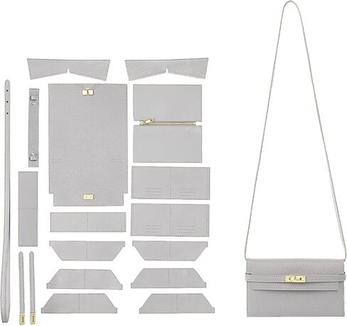 مجموعة Popsewing Long Wallet DIY Kit للنساء ، مجموعة مصنوعة من محفظة الجلود ، مجموعة خياطة جلدية مخيط يدويًا للمحفظة النسائية ، مجموعة حرفة جلدية مصنوعة يدويًا للبنات (مع حزام رمادي) in Kuwait
