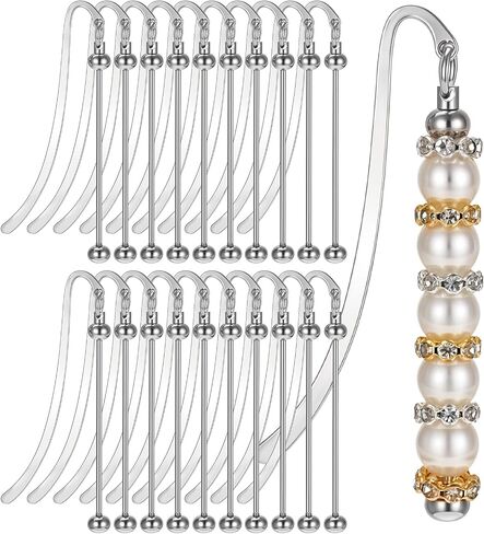 20pcs مرجعية قابلة للخروج ، مرجعية معدنية قابلة للخرز DIY بار فارم بارامارك للمجوهرات الحرفية قلادة هدايا عشاق الكتب الطالب لوازم المكتب (Silver) in Saudi Arabia