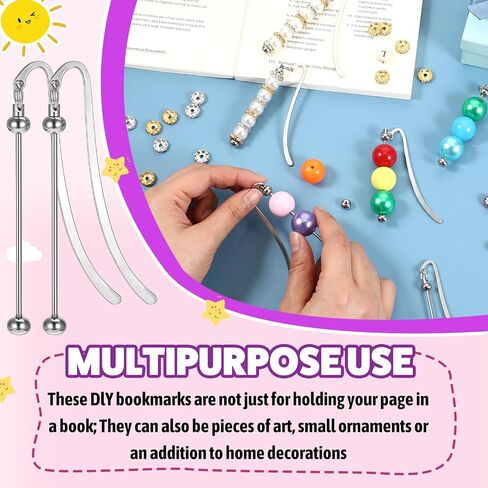 20pcs مرجعية قابلة للخروج ، مرجعية معدنية قابلة للخرز DIY بار فارم بارامارك للمجوهرات الحرفية قلادة هدايا عشاق الكتب الطالب لوازم المكتب (Silver) in Saudi Arabia