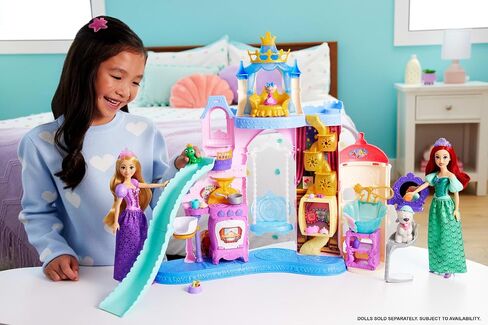 Mattel Disney Princess Pet Castle Playet مع 7 مناطق لعب ، 3 أصدقاء للحيوانات ، أثاث و 17 إكسسوارات ، قصر الحيوانات الأليفة بطول 2+ ، مستوحى من الأفلام in Saudi Arabia