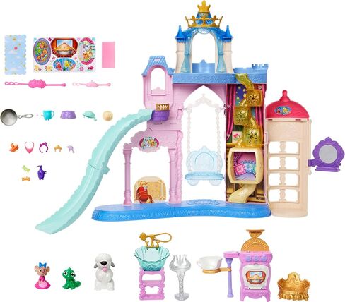 Mattel Disney Princess Pet Castle Playet مع 7 مناطق لعب ، 3 أصدقاء للحيوانات ، أثاث و 17 إكسسوارات ، قصر الحيوانات الأليفة بطول 2+ ، مستوحى من الأفلام in Saudi Arabia