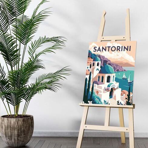 Auremi Santorini Paint by Number Kits for Adults,Castle Paint by Number on Canvas with Frame DIY Painting with Number Acrylic Oil Paint Kits for Home Decor 8x12 Inch in Saudi Arabia