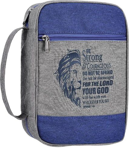 Bible Cover Case for Men Boys Mens Bible Carrying Bag Church Study Book Carrier with Pockets Handle Zipper, Highlighter Set Christian Gift Fits Medium Large Size Bible 10"x7.5"x2.2" (Blue) in Saudi Arabia