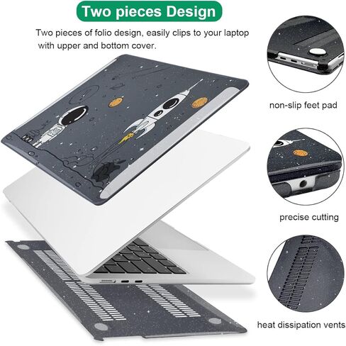 لـ M4 MacBook Air 15 بوصة A3241 2025 2024 2023 M3 A3114 M2 A2941 شاشة شبكية شبكية ومعرف لمسة سائل ، حامي شاشة لوحة المفاتيح المطبوعة من البلاستيك ، زهور زرقاء استوائية in Kuwait