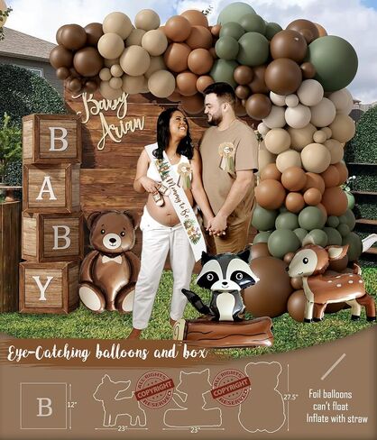 Woodland Animals Baby Shower Decoration Party Supplies, Forest Animal Neutral Gender Reveal Party Decorations, Backdrop Balloon Arch Box Mom to Be Sash Dad to Be Pin Tablecloths Cake Topper in Saudi Arabia