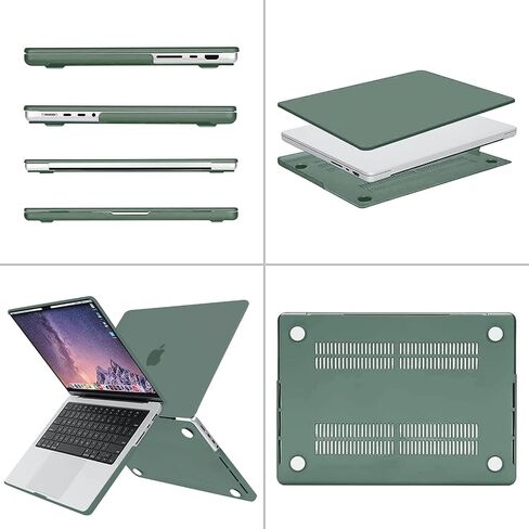 Moseso متوافق مع MacBook Pro 14 بوصة الحالة 2024-2021 M3 A2918 A2992 M2 A2779 M1 A2442 ، قشرة صلبة بلاستيكية وحقيبة الأكمام الرأسية وغطاء لوحة المفاتيح ودوار الشاشة والبول ، والأخضر في منتصف الليل والأخضر العتيقة in Saudi Arabia