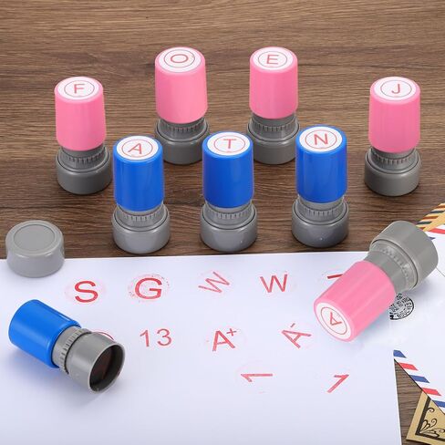 PATIKIL Letter Stamps Self Inking, 2Pcs Alphabet P Character Teacher Ink Initial Stamp with Refill Ink for Class Notebook Scrapbooking DIY Craft, Blue in Saudi Arabia