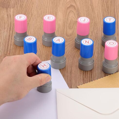 PATIKIL Letter Stamps Self Inking, 2Pcs Alphabet P Character Teacher Ink Initial Stamp with Refill Ink for Class Notebook Scrapbooking DIY Craft, Blue in Saudi Arabia