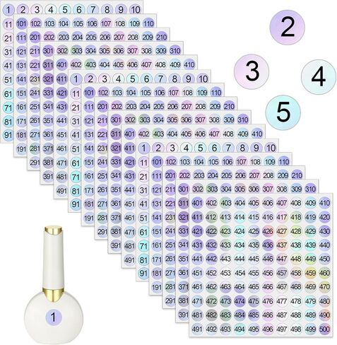 3 Set Small Number Stickers 1-500, Round Mini Number Stickers for Classroom, Self-Adhesive Laser Numbered Sticker for Office Home Kitchen Classroom DIY Marking Numbering, 15 Sheet in Saudi Arabia
