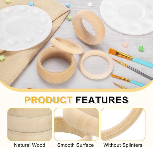 uxcell 10Pcs Wood Bangle Bracelets, 81mm/3.2inch Unfinished Smooth Wooden Rings Natural Wood Color Circle for Crafts Art Project in Saudi Arabia