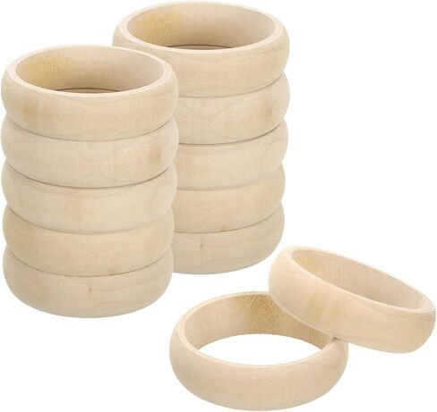 uxcell 10Pcs Wood Bangle Bracelets, 81mm/3.2inch Unfinished Smooth Wooden Rings Natural Wood Color Circle for Crafts Art Project in Saudi Arabia