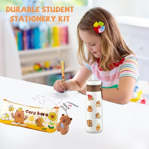 هدايا Capybara ، مجموعة القرطاسية المدرسية Capybara ، بما في ذلك Cartoon Journal Case Case Ballpoint Pen Pen Pad Badge Holder Stickers Keychain Borkmark in Saudi Arabia