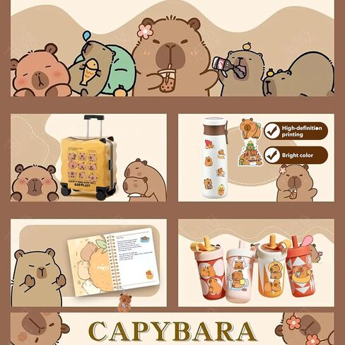 هدايا Capybara ، مجموعة القرطاسية المدرسية Capybara ، بما في ذلك Cartoon Journal Case Case Ballpoint Pen Pen Pad Badge Holder Stickers Keychain Borkmark in Saudi Arabia