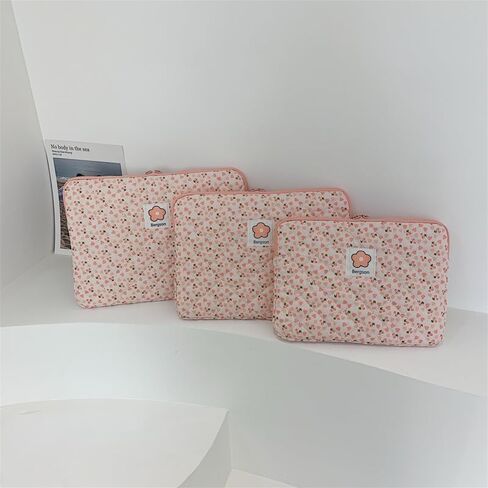 Cute Carrying Laptop Bag Y2K Preppy Floral Laptop Sleeve Case Bag Fairycore Cottagecore Pad Protective Cases Tablet (Pink,15 inch) in Kuwait