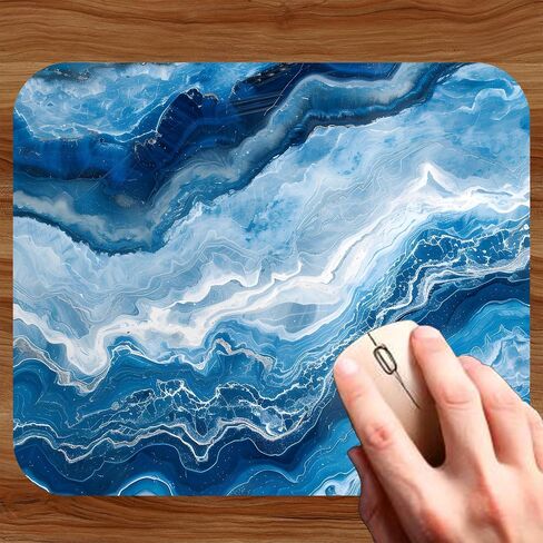 Blue Marbled Agate Mouse Pad Mat Mousepad for Desk Computer Laptop PC Gaming Home or Office Gift Marble (Blue Marble MP11) in Saudi Arabia