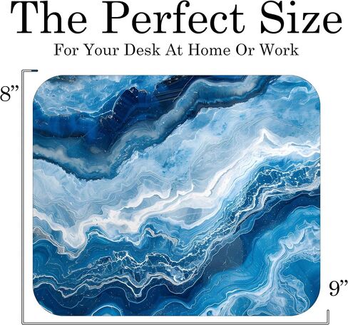 Blue Marbled Agate Mouse Pad Mat Mousepad for Desk Computer Laptop PC Gaming Home or Office Gift Marble (Blue Marble MP11) in Saudi Arabia