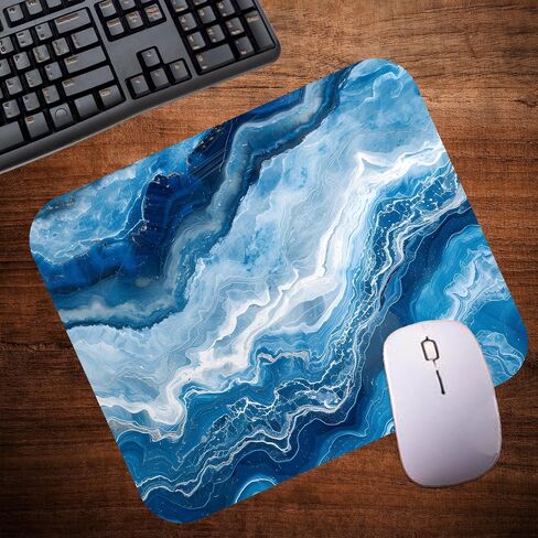 Blue Marbled Agate Mouse Pad Mat Mousepad for Desk Computer Laptop PC Gaming Home or Office Gift Marble (Blue Marble MP11) in Saudi Arabia