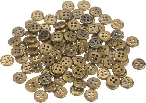 Harfington 100pcs 28l أزرار الخياطة البلاستيكية 18 ملم 11/16 "زر استبدال الجولة 4 حفرة للمعاطف خياطة الملابس و DIY ، البرونز in Saudi Arabia