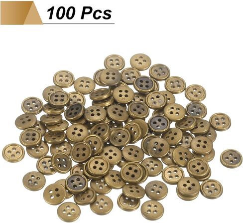 Harfington 100pcs 28l أزرار الخياطة البلاستيكية 18 ملم 11/16 "زر استبدال الجولة 4 حفرة للمعاطف خياطة الملابس و DIY ، البرونز in Saudi Arabia