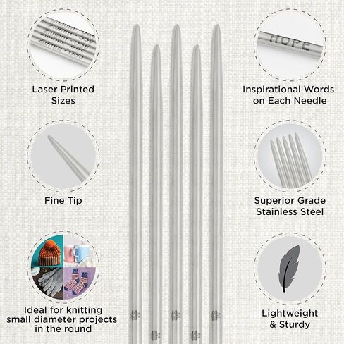 KnitPro The Mindful Collection Grateful Double Pointed Needle Set 6" (15cm) | US Size 0 to 8 (2mm to 5mm) in Saudi Arabia