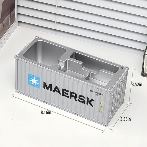 Desk Organizer, Pen Pencil Holder, Business Name Cards Holder, Shipping Container Model Storage Box, Secret Storage Box with Multiple Compartments Office Supplies Multi-function (MAERSK) in Kuwait