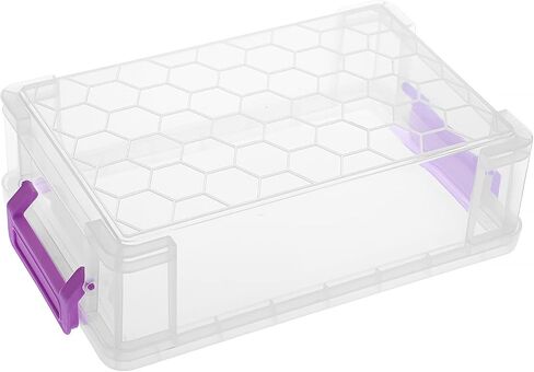 BTSKY 6 Pack Extra Large Capacity Plastic Pencil Box Stackable Clear Pencil Case Crayon Box Office Art Supplies Storage Organizer Box for Gel Pens Erasers Tape Pens Pencils Markers etc(Purple) in Saudi Arabia