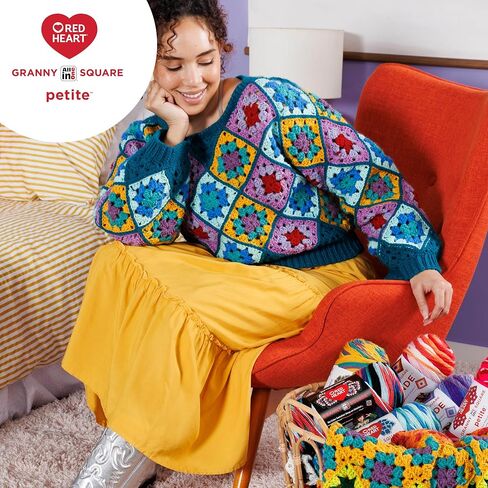 Red Heart All in One Granny Square Petite Boppin Yarn - 3 Pack of 250g/8.8oz - 100% Acrylic - #4 Worsted (Medium) - 440 Yards - Knitting/Crochet in Saudi Arabia