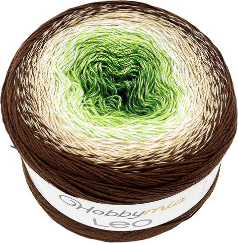 Leo Multicolor Gradient Ombre Yarn Cake for Knitting & Crochet - 250gr / 1094yds - (1) S.Fine, Sock, Fingering Weight Yarn (Orange, Green, Blue, 1 Cake Yarn) in Kuwait