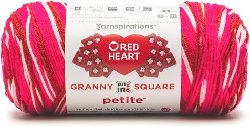 Red Heart All in Granny Square Petite Boppin Yarn - 3 Pack of 250g/8.8oz - 100 ٪ Acrylic - #4 Soffeed (Medium) - 440 Yards - الحياكة/الكروشيه in Kuwait
