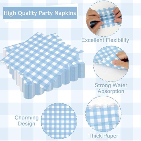 200 PCS Sage Green Geningham Tablemo Table Set Green and White Checkered Party Supplies Discipable Plaid Paper Plaid Plaid Napkins Minists Str Girls Barbecue Picnic BBQ Decoration in Saudi Arabia