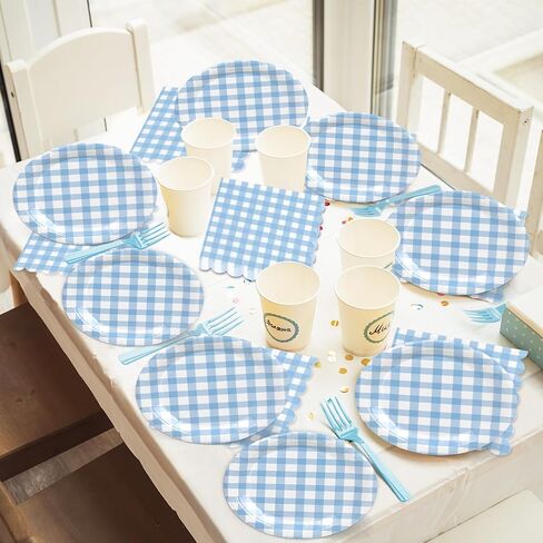 200 PCS Sage Green Geningham Tablemo Table Set Green and White Checkered Party Supplies Discipable Plaid Paper Plaid Plaid Napkins Minists Str Girls Barbecue Picnic BBQ Decoration in Saudi Arabia