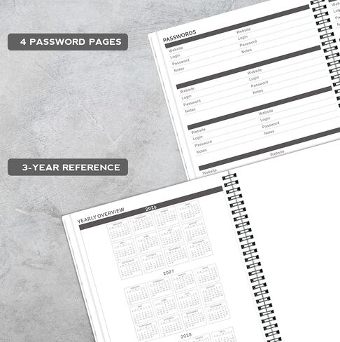 2026-2027 Monthly Planner/Calendar - 2 Year Planner 2026-2027, Monthly Tabs, 9’’ × 11’’, Jan 2026 - Dec 2027, Hard Cover, Inner Pocket - Grey in Saudi Arabia