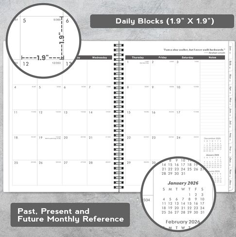 2026-2027 Monthly Planner/Calendar - 2 Year Planner 2026-2027, Monthly Tabs, 9’’ × 11’’, Jan 2026 - Dec 2027, Hard Cover, Inner Pocket - Grey in Saudi Arabia