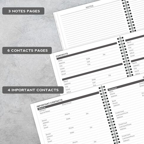 2026-2027 Monthly Planner/Calendar - 2 Year Planner 2026-2027, Monthly Tabs, 9’’ × 11’’, Jan 2026 - Dec 2027, Hard Cover, Inner Pocket - Grey in Saudi Arabia