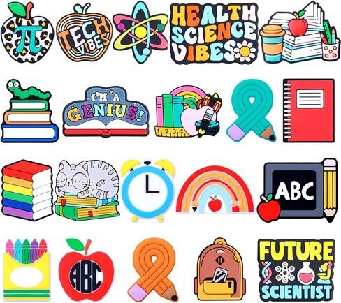 الخرز البؤري السيليكون للأقلام ، 20 مساءً مدرس مدرس لا تكرار حبات مطاطية لصنع سوار مفاتيح DIY (مدرسة) in Kuwait