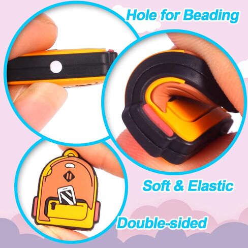 الخرز البؤري السيليكون للأقلام ، 20 مساءً مدرس مدرس لا تكرار حبات مطاطية لصنع سوار مفاتيح DIY (مدرسة) in Kuwait