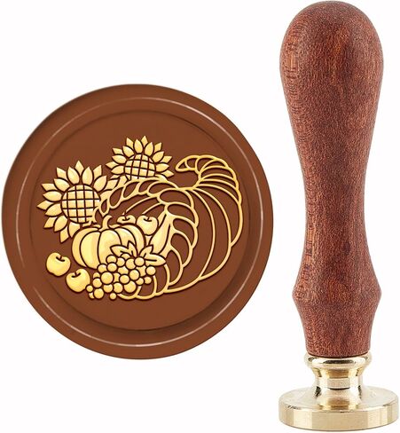 CRASPIRE Pumpkin Harvest Wax Seal Stamp Thanksgiving Autumn Fall Sealing Stamps 30mm Vintage Sunflower Retro Removable Brass Head Wood Handle for Wedding Invitations Envelopes Halloween Packing in Saudi Arabia
